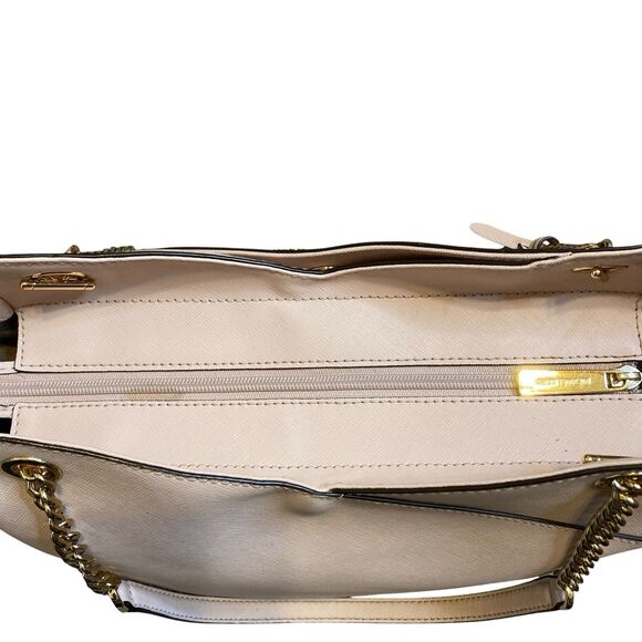 Michael Kors Jet Set Shoulder Tote Bag Powder Blush Pink Leather Large Chain - Picture 8 of 16